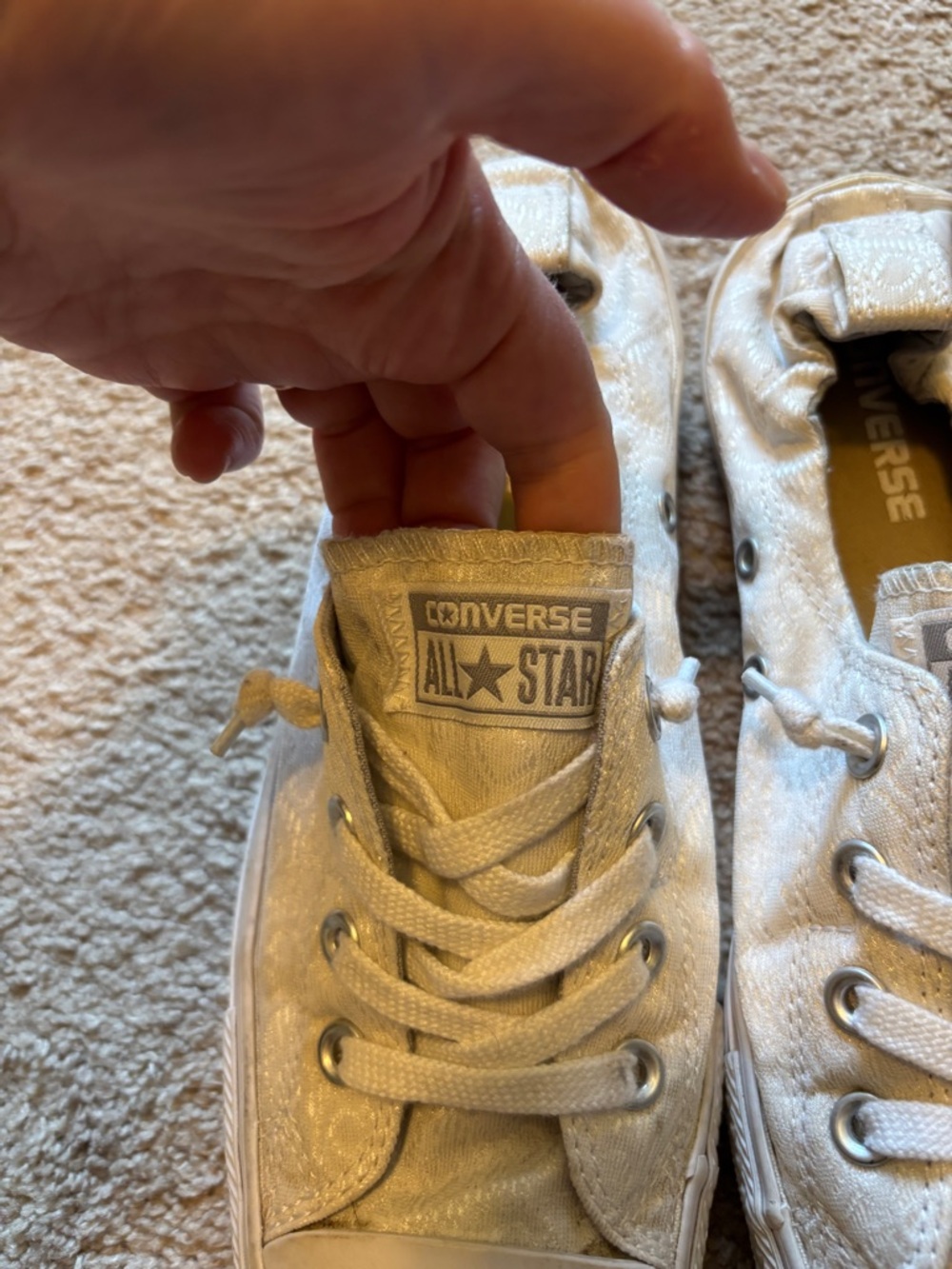 Converse White Low Top Sneakers - Metallic Sheen - Picture 2 of 5